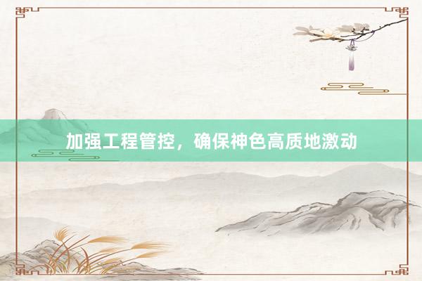 加强工程管控，确保神色高质地激动